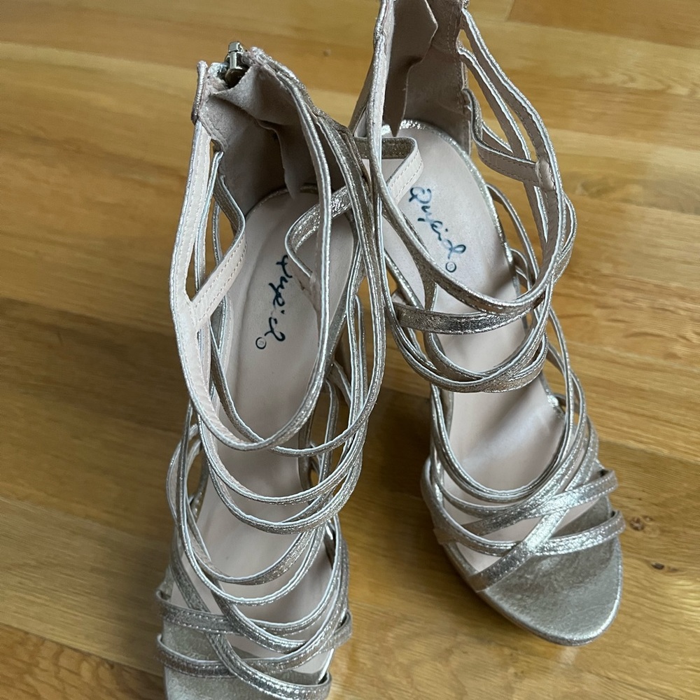 Gold strappy heels